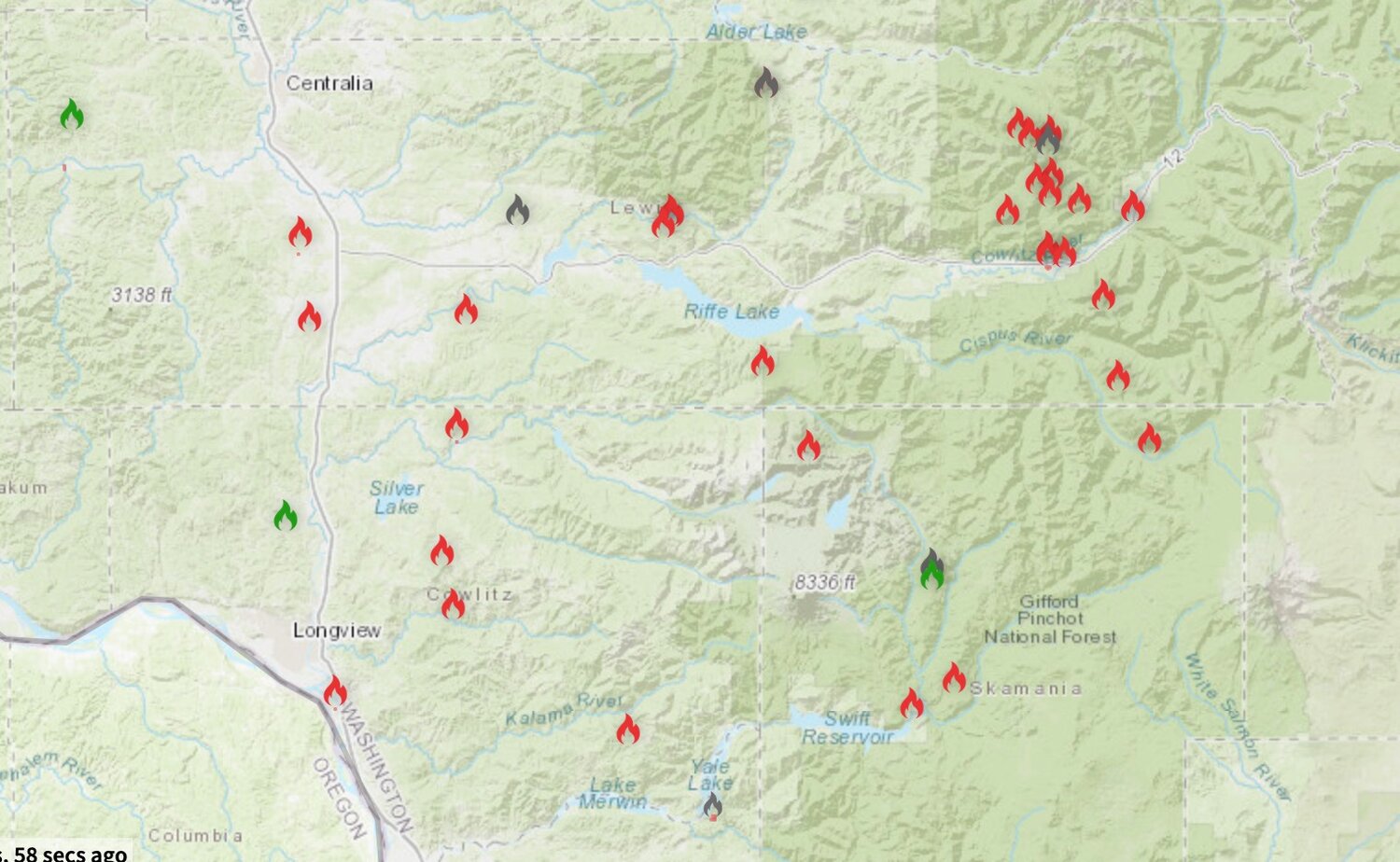31 New Fires Reported In Gifford Pinchot National Forest Since Friday 20230826 135020 Screen Shot 2023 08 26 At 1.49.58 PM